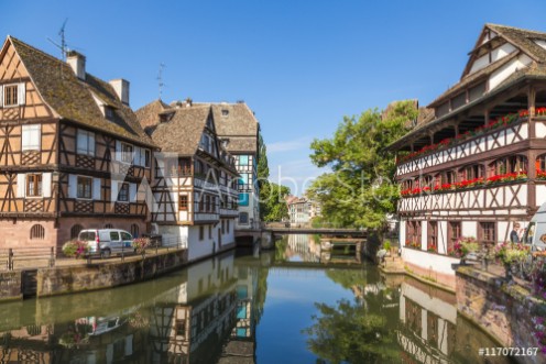 Picture of Strasbourg France The picturesque landscape with reflection in the water of old buildings in the quarter Petite France